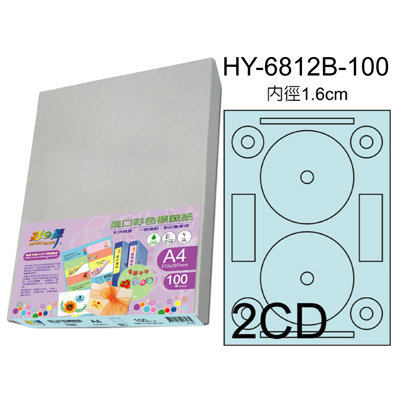 彩之舞 進口3合1彩色標籤-2格CD(5色) 100張/包 HY6812-100  