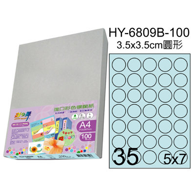 彩之舞 進口3合1彩色標籤-35格圓形(5色) 100張/包 HY6809-100  