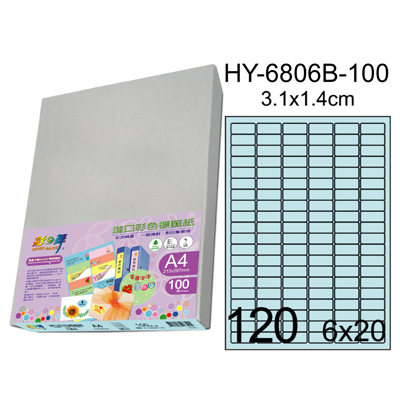 彩之舞 進口3合1彩色標籤-120格圓角(5色) 100張/包 HY6806-100  