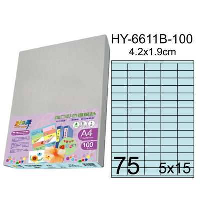 彩之舞 進口3合1彩色標籤-75格直角(5色) 100張/包 HY6611-100  