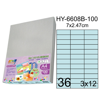  彩之舞 進口3合1彩色標籤-36格直角(5色) 100張/包 HY6608-100  