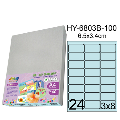 彩之舞 進口3合1彩色標籤-24格圓角(5色) 100張/包 HY6803-100  