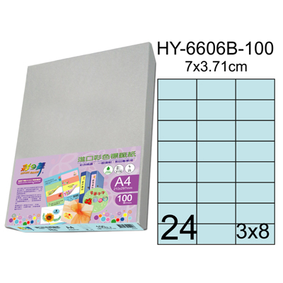 彩之舞 進口3合1彩色標籤-24格直角(5色) 100張/包 HY6606-100  