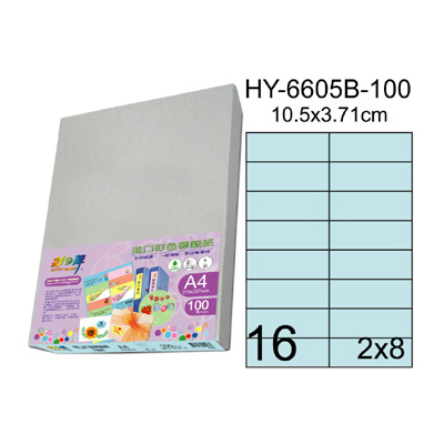  彩之舞 進口3合1彩色標籤-16格直角(5色) 100張/包 HY6605-100  