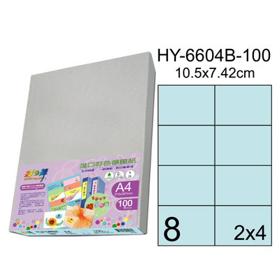 彩之舞 進口3合1彩色標籤-8格直角(5色) 100張/包 HY6604-100  