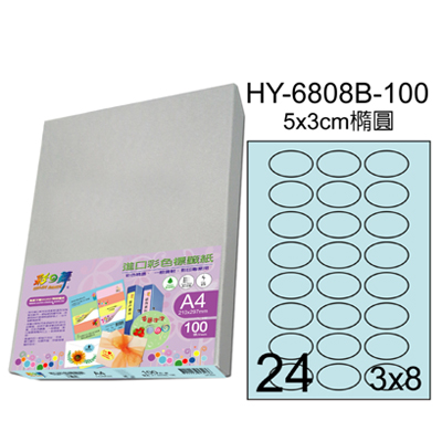 彩之舞 進口3合1彩色標籤-24格橢圓(5色) 100張/包 HY6808-100  