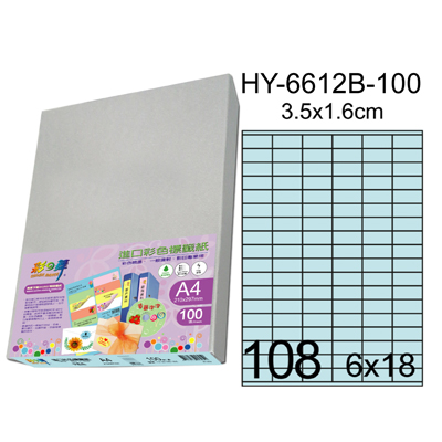 彩之舞 進口3合1彩色標籤-108格直角(5色) 100張/包 HY6612-100  