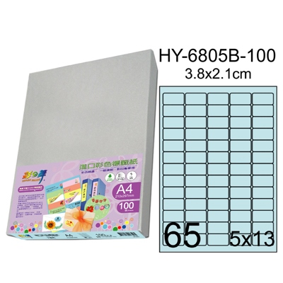 彩之舞 進口3合1彩色標籤-65格圓角(5色) 100張/包 HY6805-100  