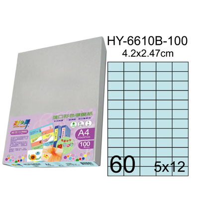 彩之舞 進口3合1彩色標籤-60格直角(5色) 100張/包 HY6610-100  