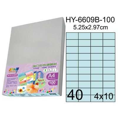 彩之舞 進口3合1彩色標籤-40格直角(5色) 100張/包 HY6609-100  