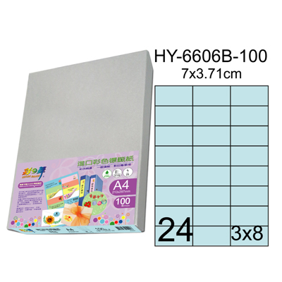 彩之舞 進口3合1彩色標籤-24格直角(5色) 100張/包 HY6606-100  