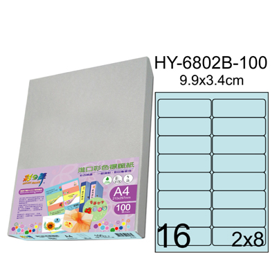 彩之舞 進口3合1彩色標籤-16格圓角(5色) 100張/包 HY6802-100  