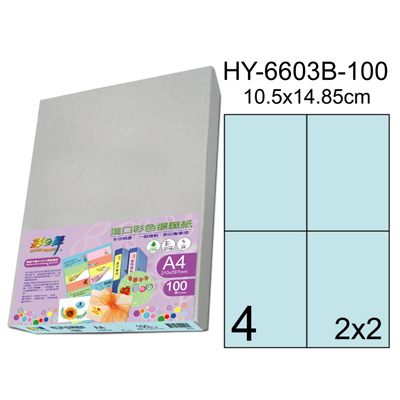 彩之舞 進口3合1彩色標籤-4格直角(5色) 100張/包 HY6603-100  