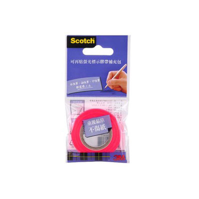 【3M】812R Scotch 可再貼螢光標示膠帶補充包 紅 /包
