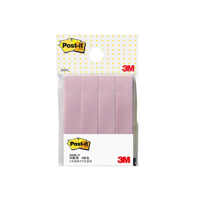 【3M】550RL-P 可再貼標籤紙系列 粉紅4條/包