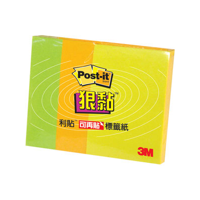 【3M】623S-1 利貼 狠黏 小尺寸標籤紙系列 黃+綠+橘/包 